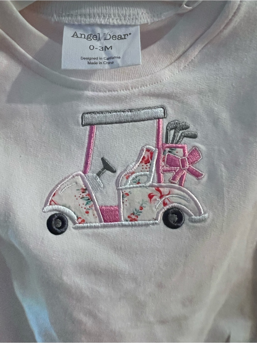 Angel Dear Pink Golf Cart Appliqué Baby bubble sweatshirt